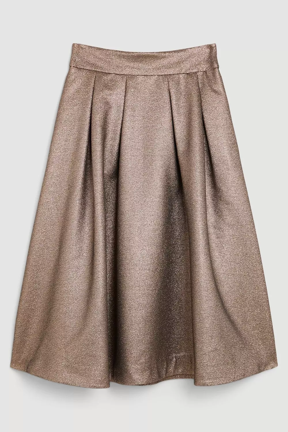 Metallic gold Tailored Metallic Full Midi Skirt  alternative image