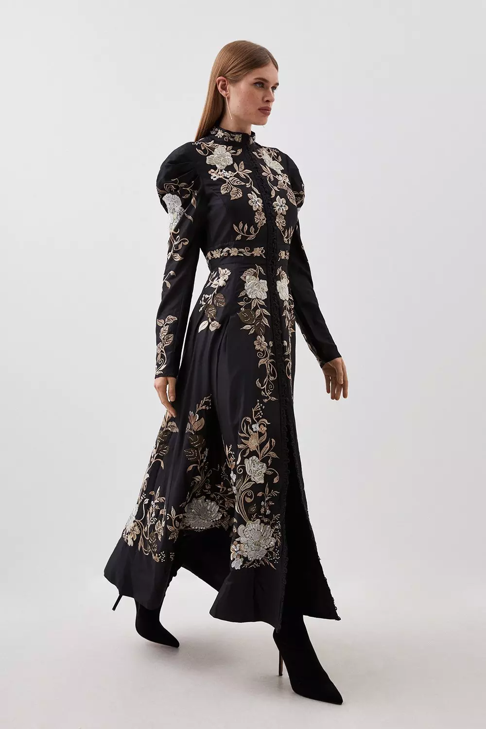 KAREN MILLEN 日本未入荷 ビスチェ プリント マキシスカート 黒 Plus Size Printed Woven High Neck Blouse | Karen Millen