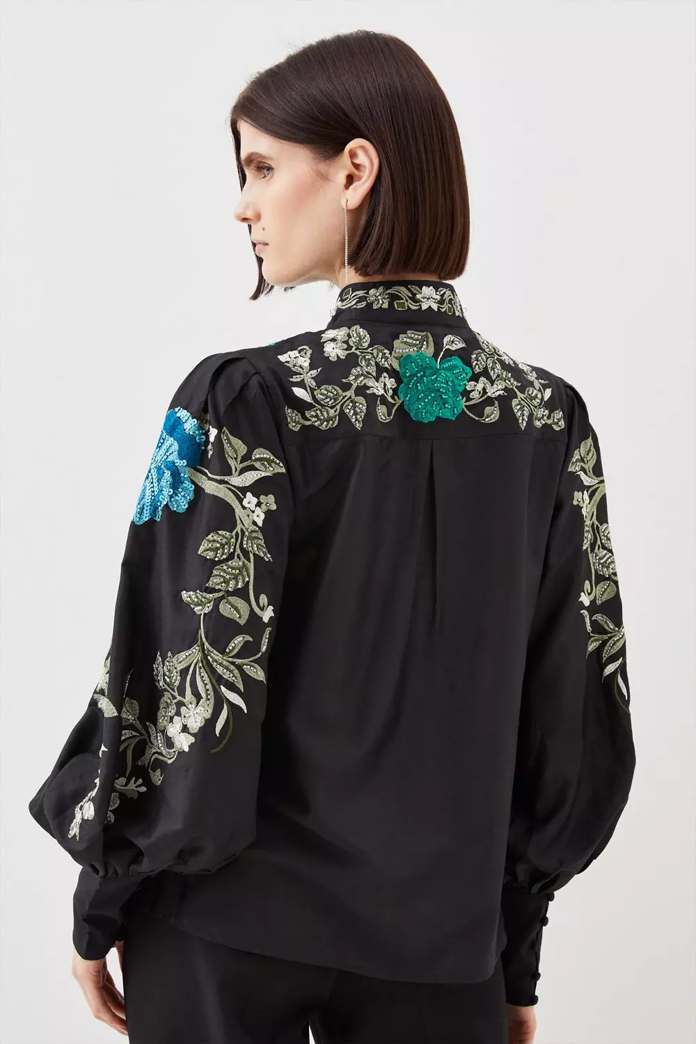 ★Karen Millen フローラルジョーゼットリボン 魅惑的マキシ★ 安心追跡【KAREN MILLEN】フローラル柄サテンバックマキシドレス
