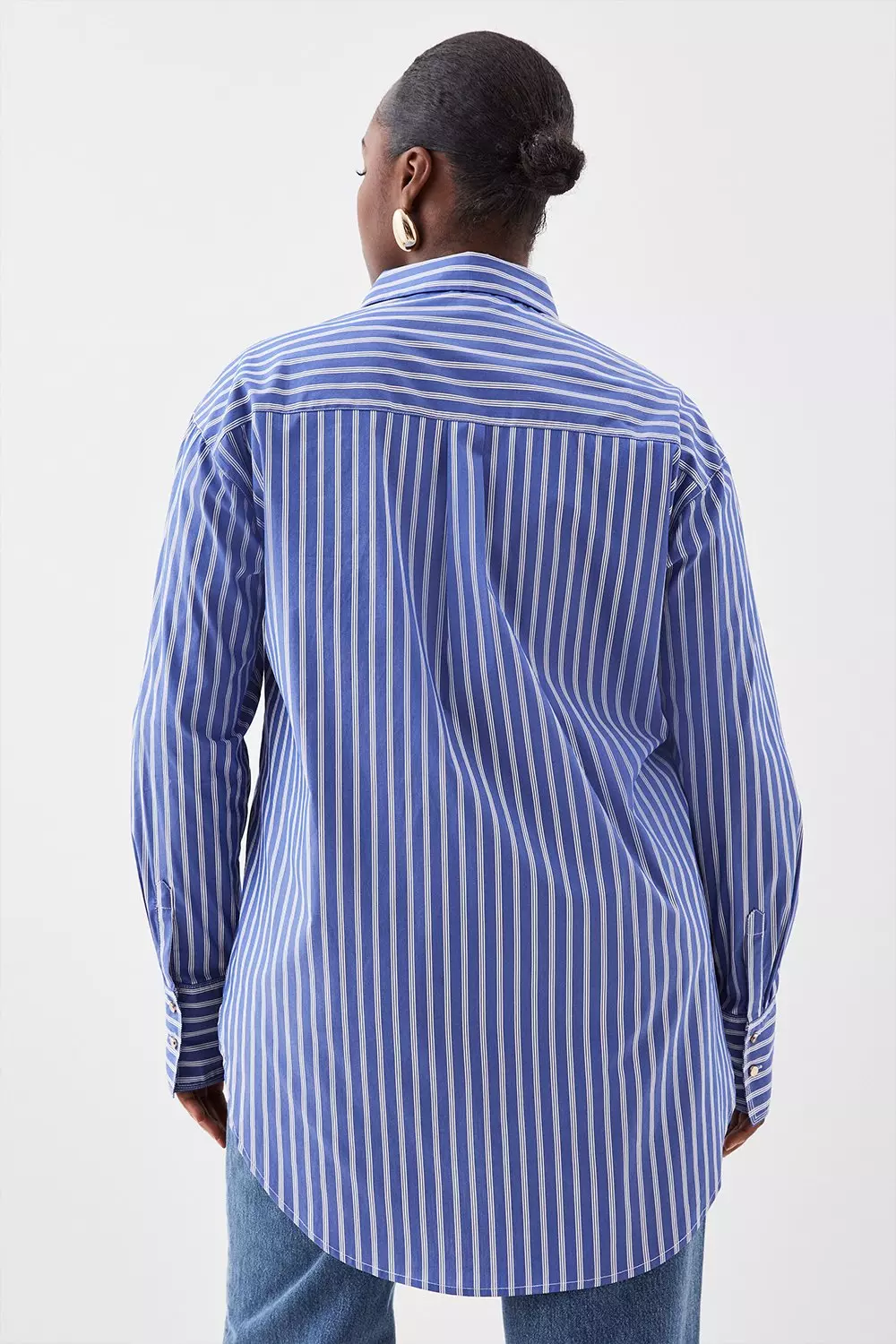 Plus Size Poplin Stripe Detail Boyfriend Shirt Karen Millen