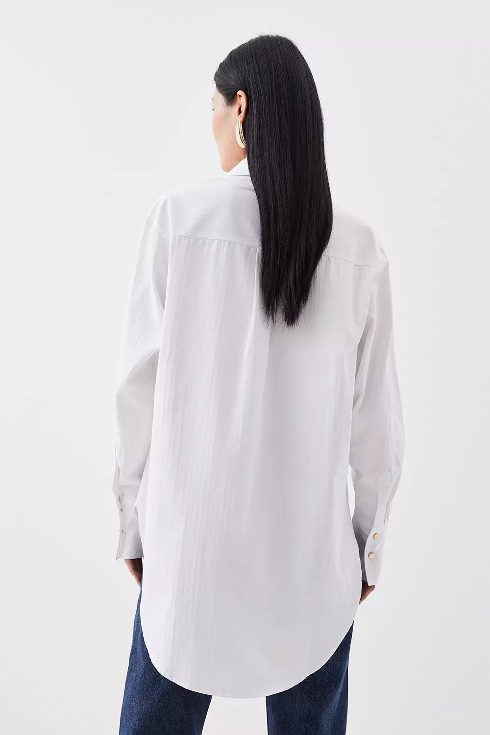 Ivory Cotton Poplin Boyfriend Woven Shirt alternative image