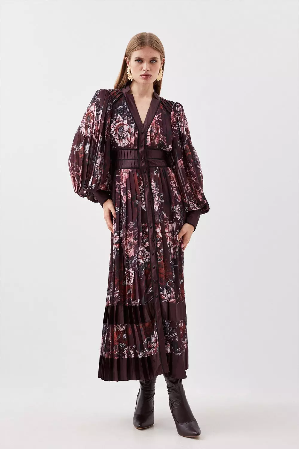 【KAREN MILLEN】ビスコース リネン ペンシル マキシスカート bkk13386_floral_xl?$