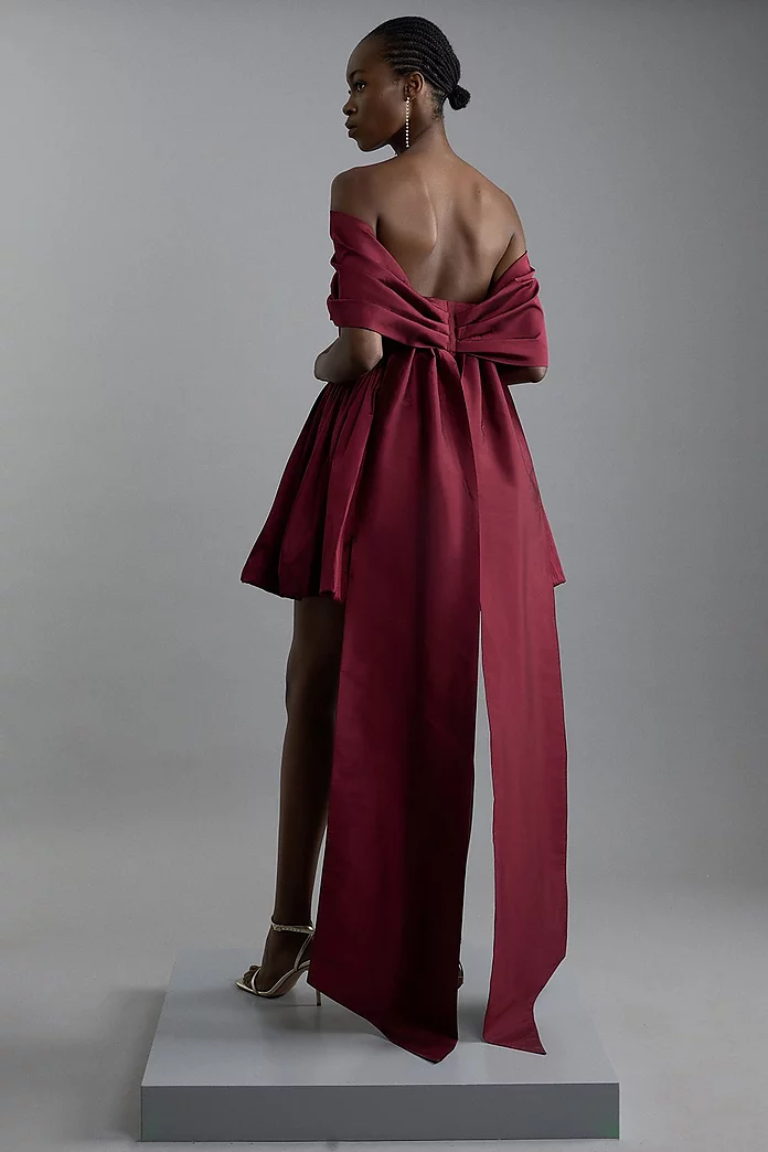 Bow Detail Taffeta Woven Mini Dress | Karen Millen Bow Detail Taffeta Woven Mini Dress | Karen Millen