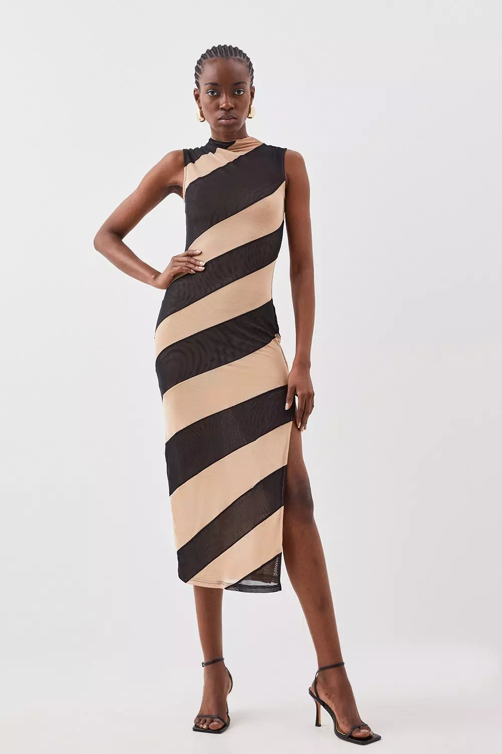 Karen millen graphic stripe midi dress hotsell