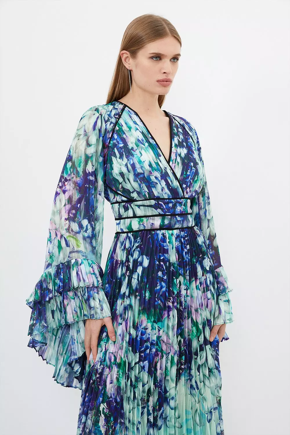 Floral Drama Kimono Woven Maxi Dress | Karen Millen