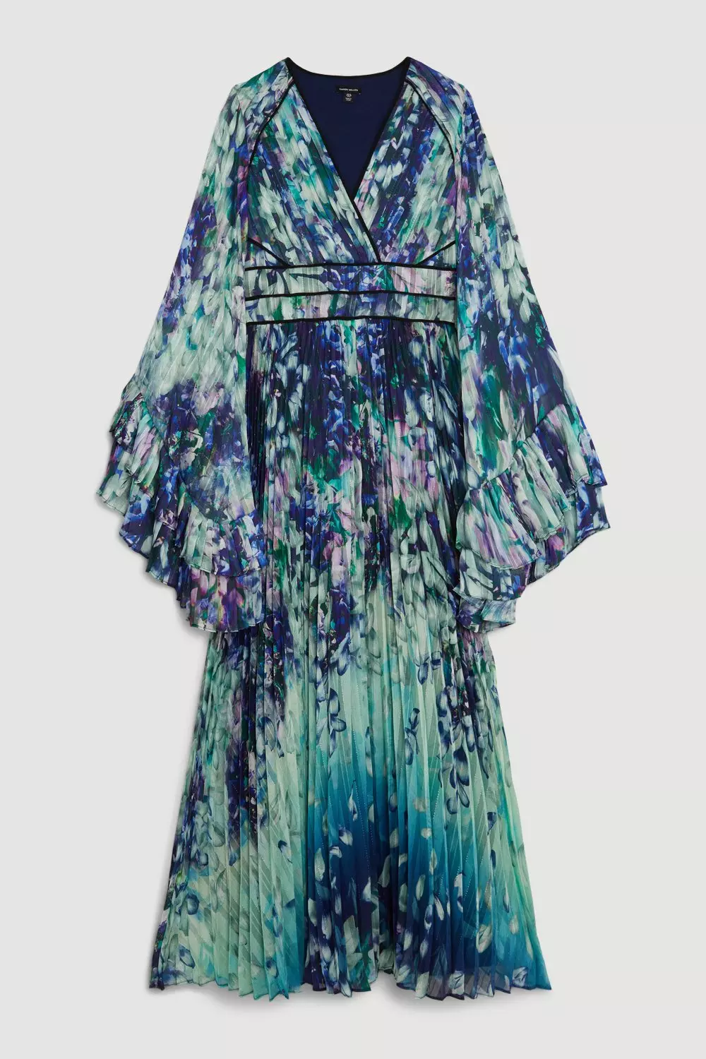 関送込【KAREN MILLEN】花柄刺繍コットンリネン織りミニドレス Floral Drama Kimono Woven Maxi Dress | Karen Millen