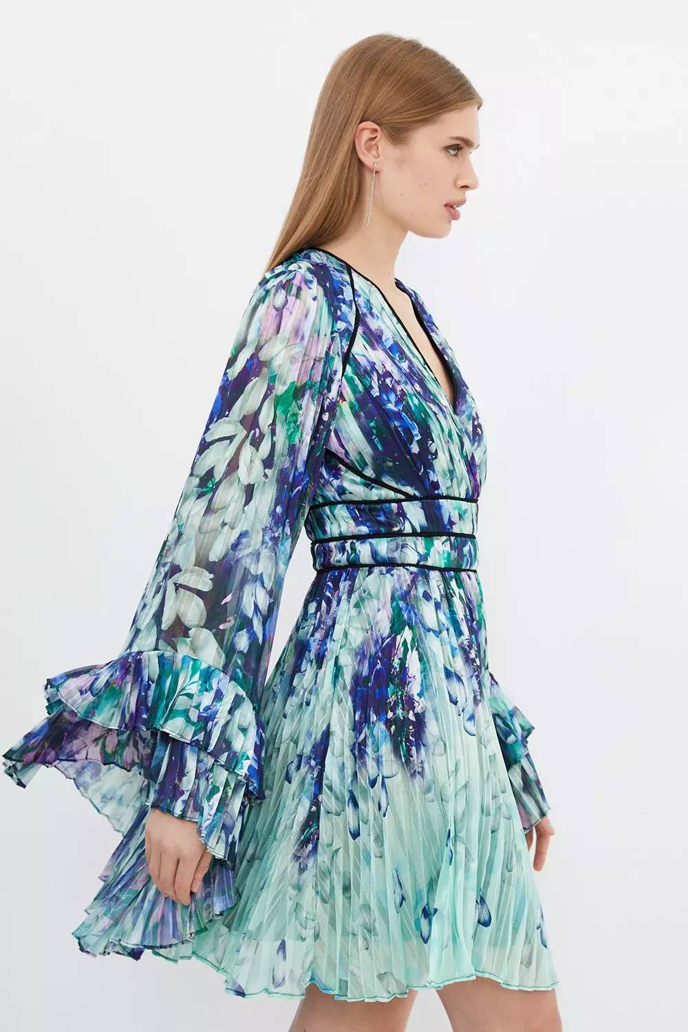 KAREN MILLEN 日本未入荷 プリント コットン 着物 ミニドレス Tropical Printed Cotton Woven Mini Dress | Karen Millen
