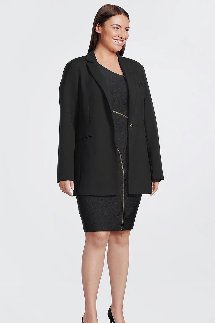 Plus Size Figure Form Bandage Zip Detail Mini Dress | Karen Plus Size Figure Form Bandage Zip Detail Mini Dress | Karen