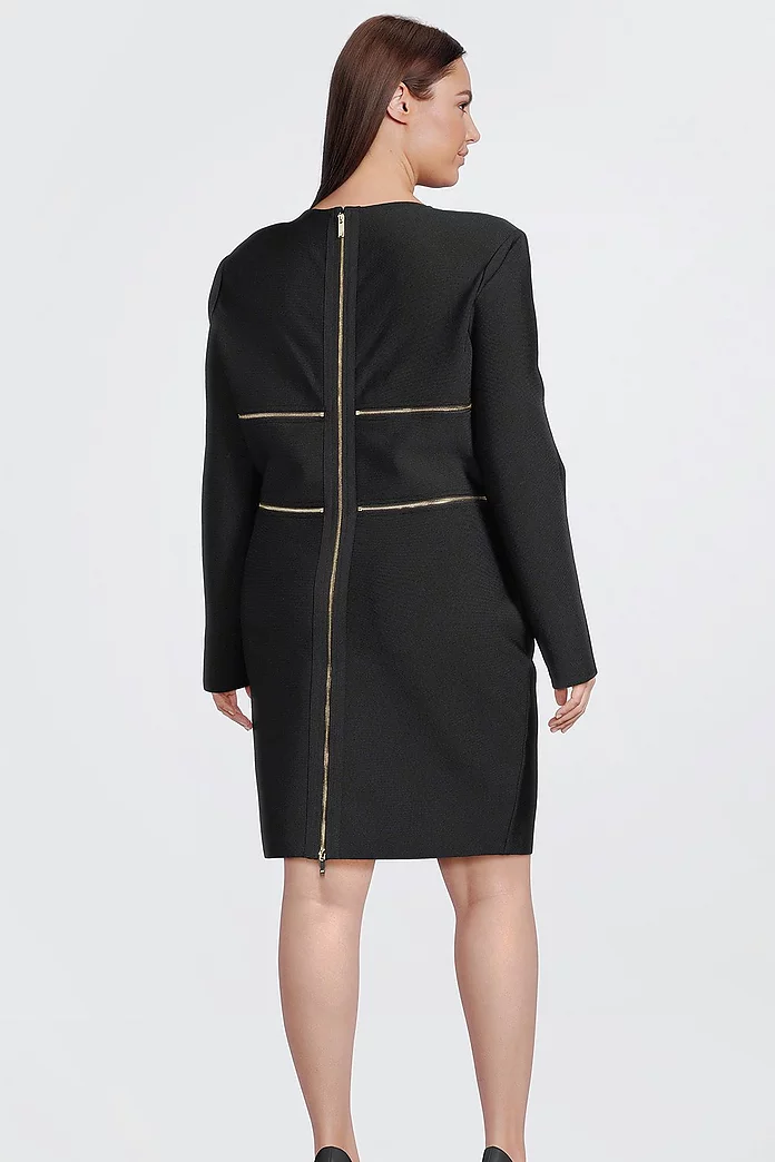 Plus Size Figure Form Bandage Zip Detail Mini Dress | Karen Plus Size Figure Form Bandage Zip Detail Mini Dress | Karen
