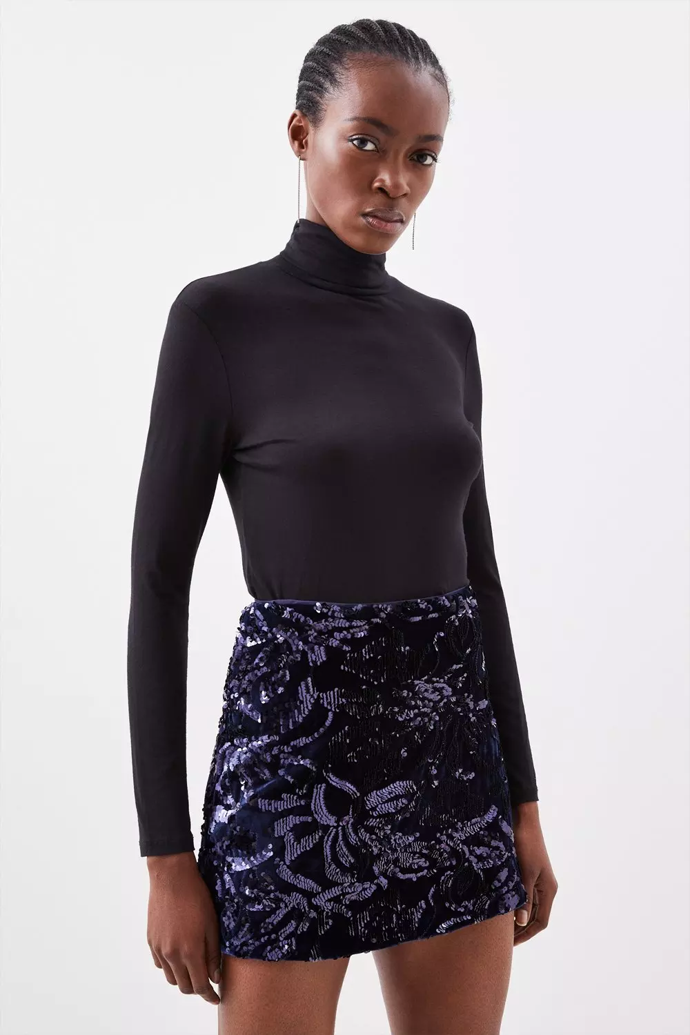 Velvet Sequin Woven Low Rise Mini Skirt Karen Millen