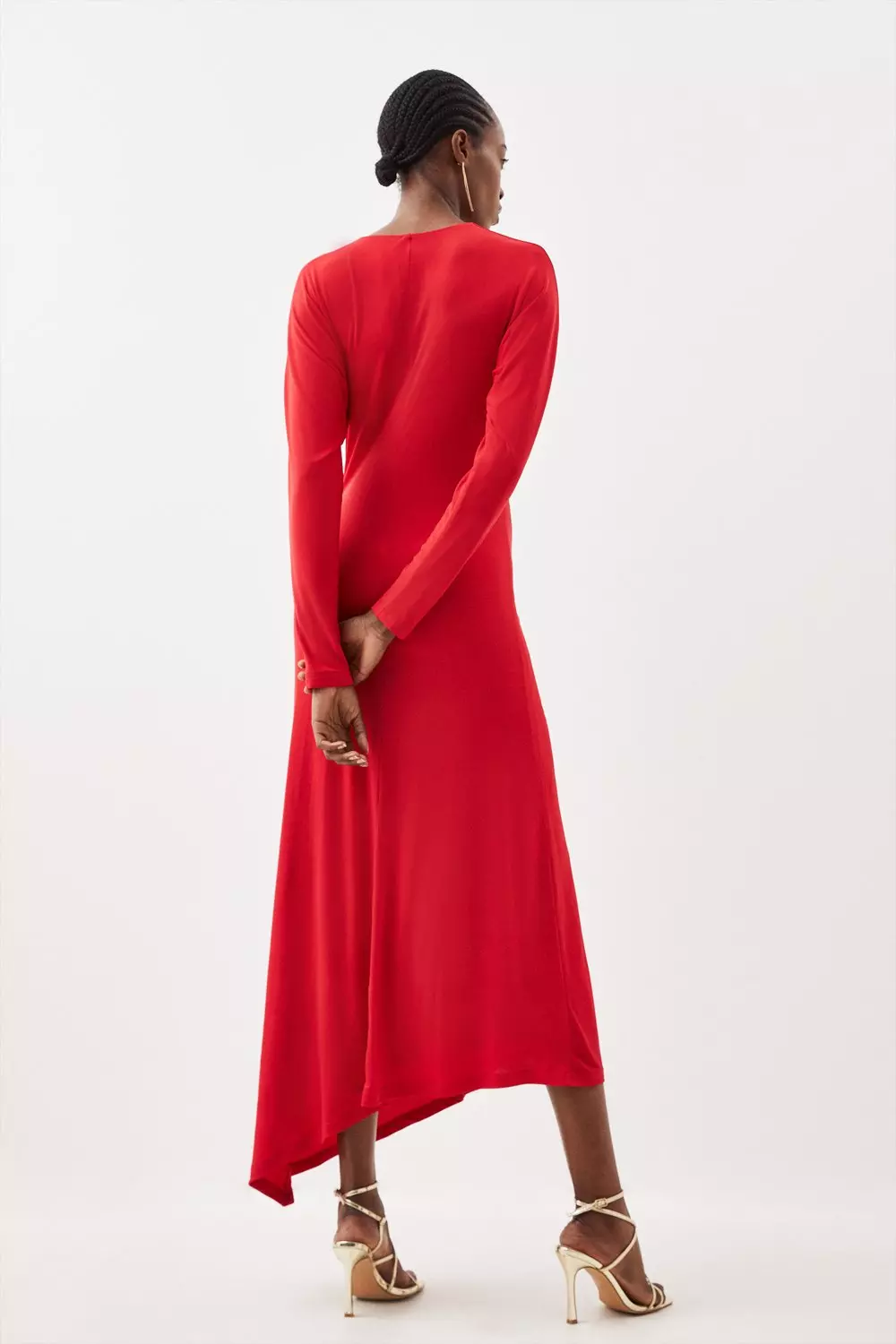 パーティードレス Long-Sleeve Ombre Jersey Midi Dress Contour Jersey Long Sleeve Crew Neck Midi Dress | Karen Millen