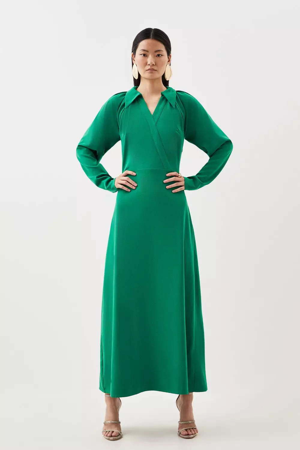 Long sleeve jersey fashion maxi dress