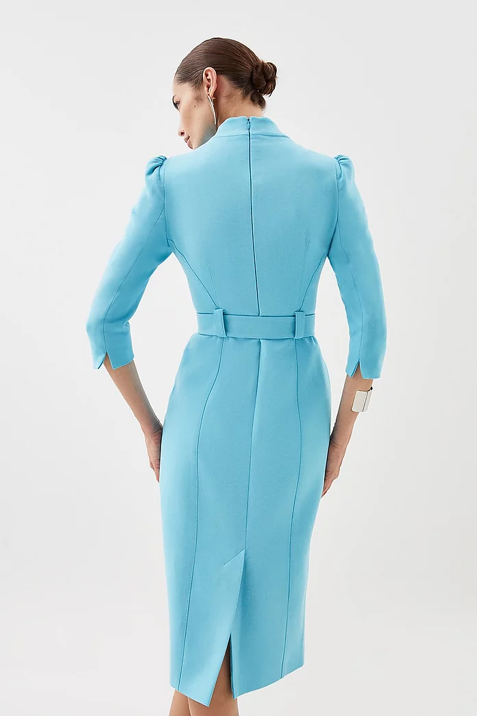 Compact Stretch Forever Belted Pencil Midi Dress | Karen Millen Compact Stretch Forever Belted Pencil Midi Dress | Karen Millen