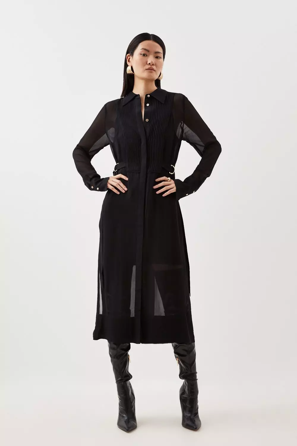 Petite black shirt dress hotsell