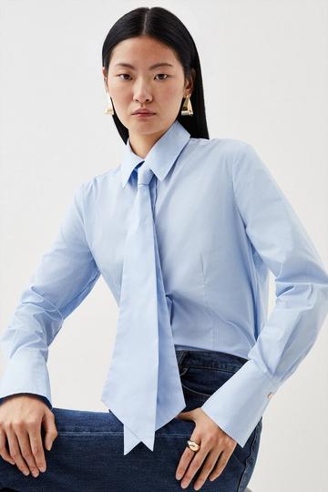 Cotton Tie Shirt blue