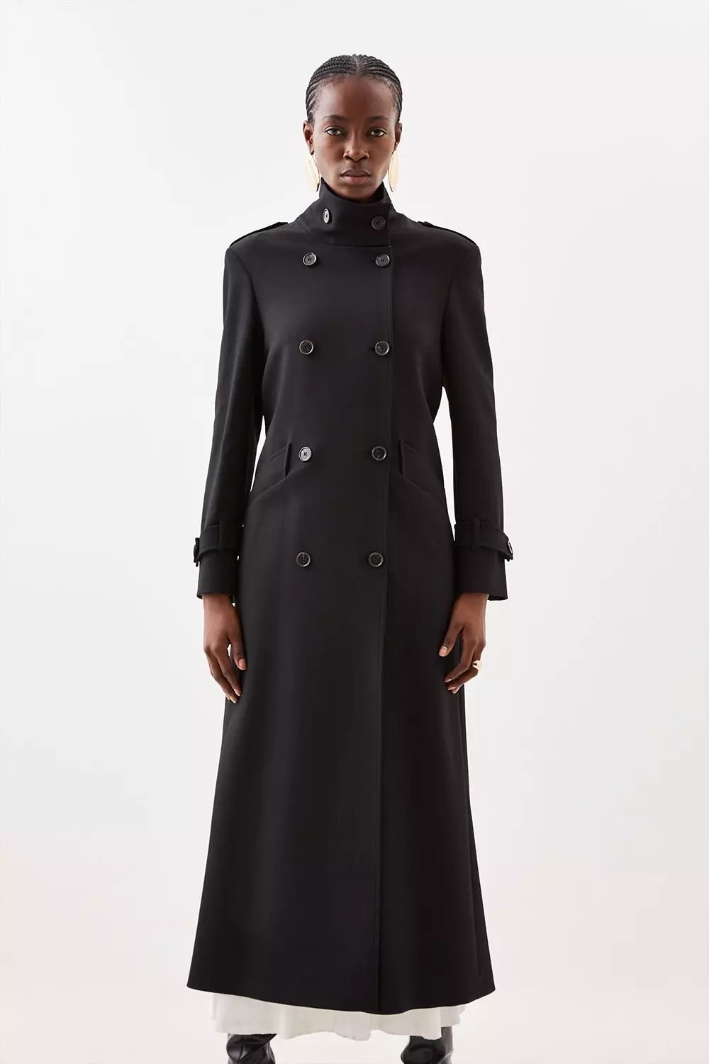 Tailored Double Breasted Belted Maxi Coat Karen Millen