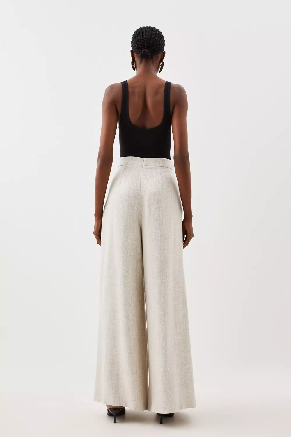 【MODERNIF】Miller semi-wide slacks Nicole Miller New York Black Mid Rise Flared Leg Stretch