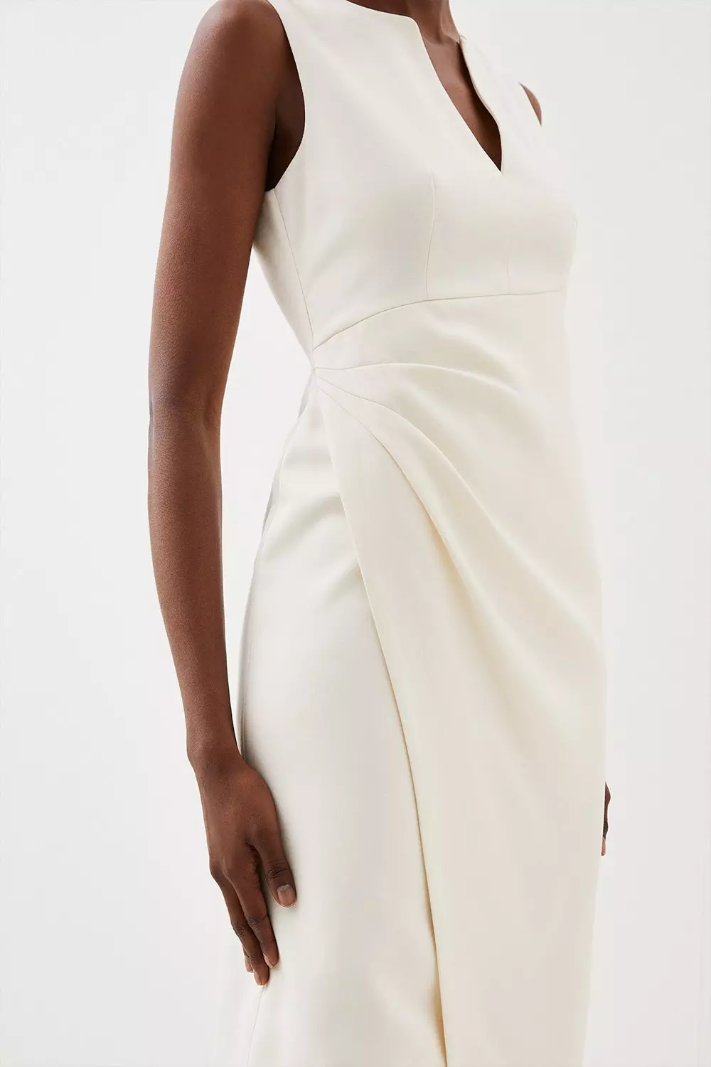 Tailored Drape Detail Midi Dress | Karen Millen