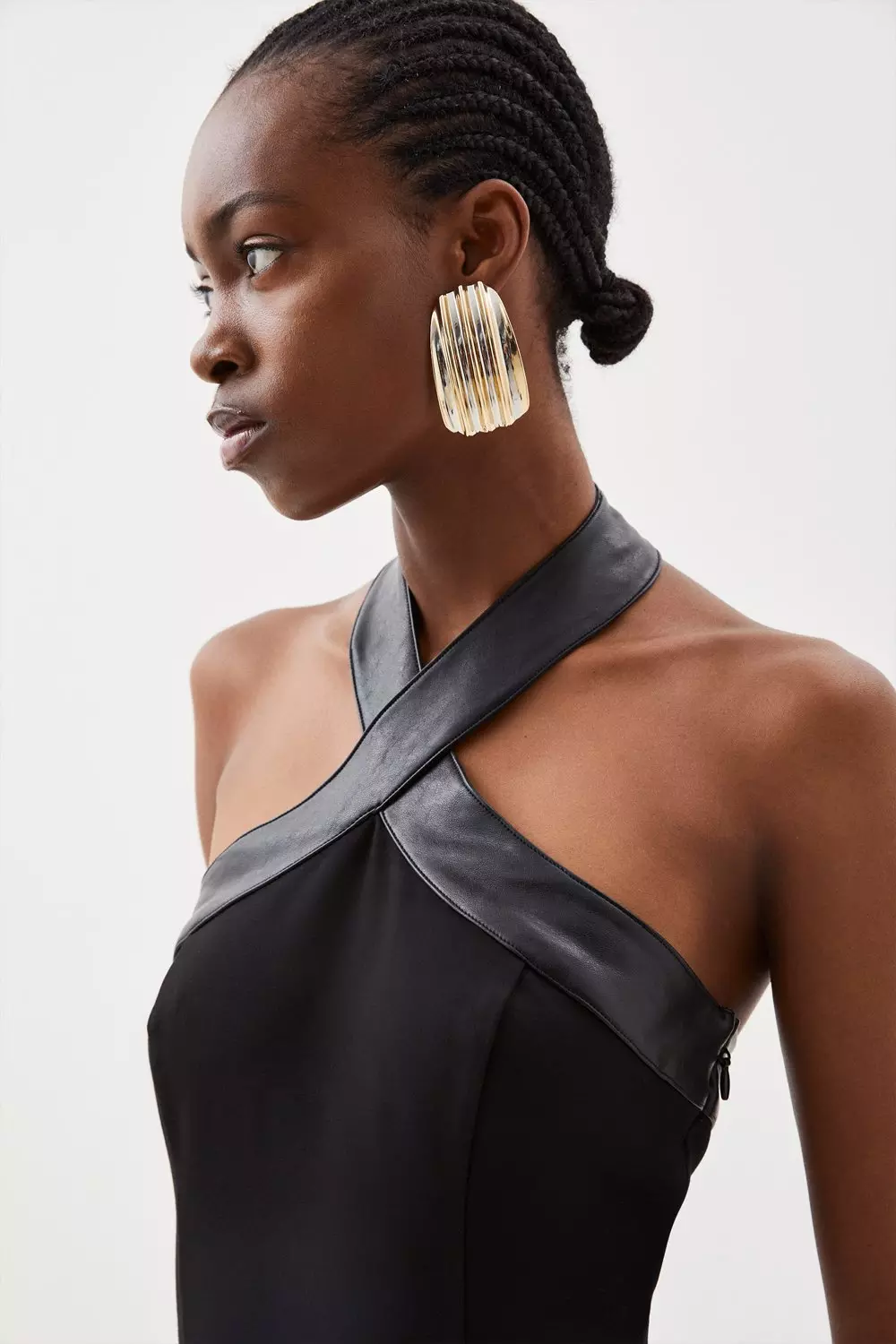 安心追跡付【KAREN MILLEN】ジャージーストラッピードレス Ponte Cross Halter Neck Bodysuit | Karen Millen