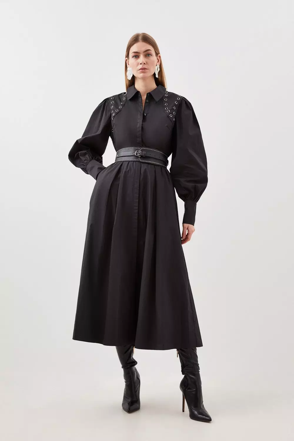 Belted long sleeve maxi dress hotsell