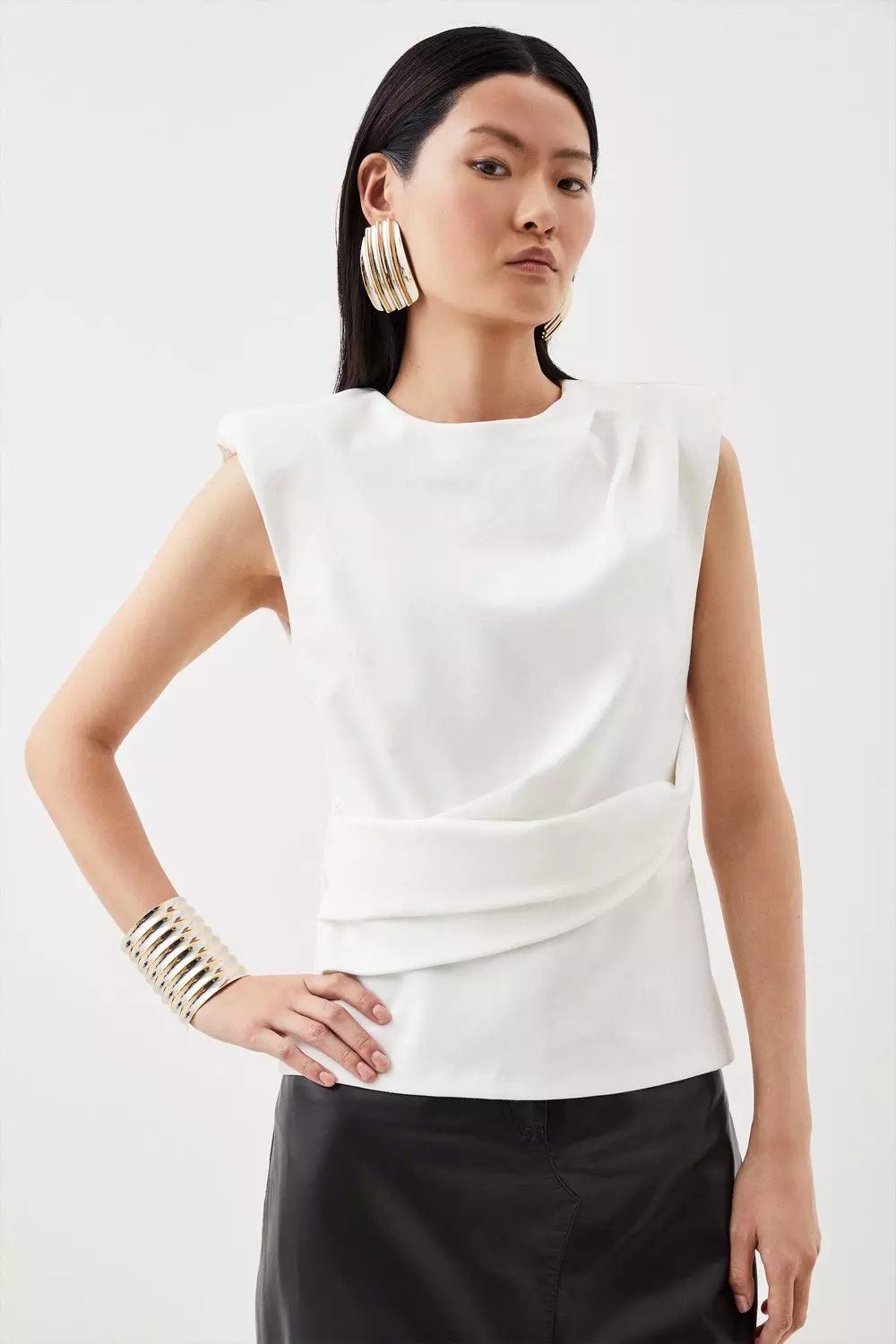 Ruched neck top on sale