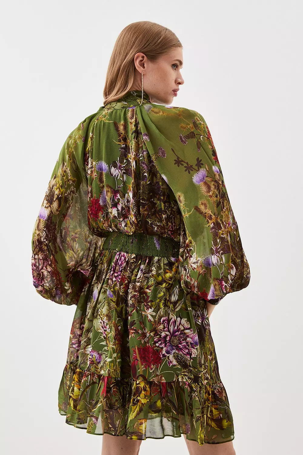 Lydia Millen Viscose Floral Border Print Woven Mini Dress