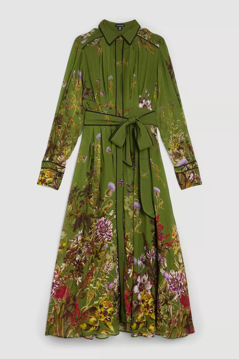 Lydia Millen Viscose Floral Border Shirt Woven Midi Dress