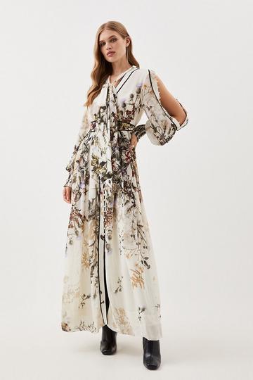 Lydia Millen Petite Viscose Floral Border Print Maxi Dress floral