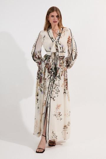 Lydia Millen Viscose Floral Border Print Woven Maxi Dress floral