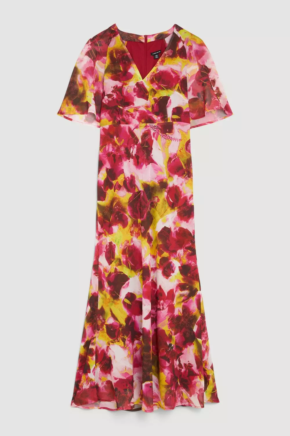 Tall Abstract Print Pleated Wide Sleeve Maxi Dress | Karen