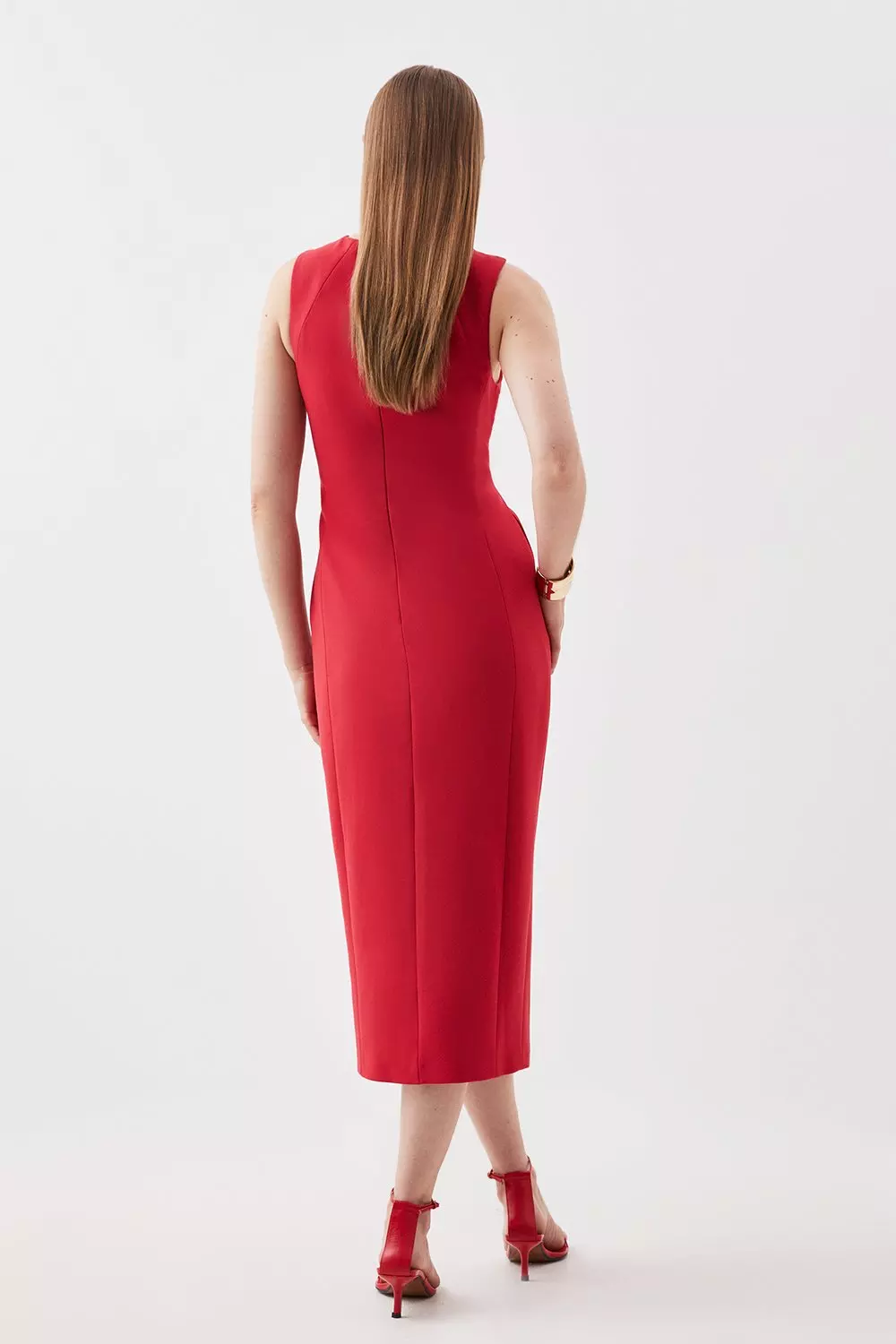 NWT! store Karen Millen US6 UK10 RED Sunburst Bodycon Sexy Pencil Asymmetrical Dress