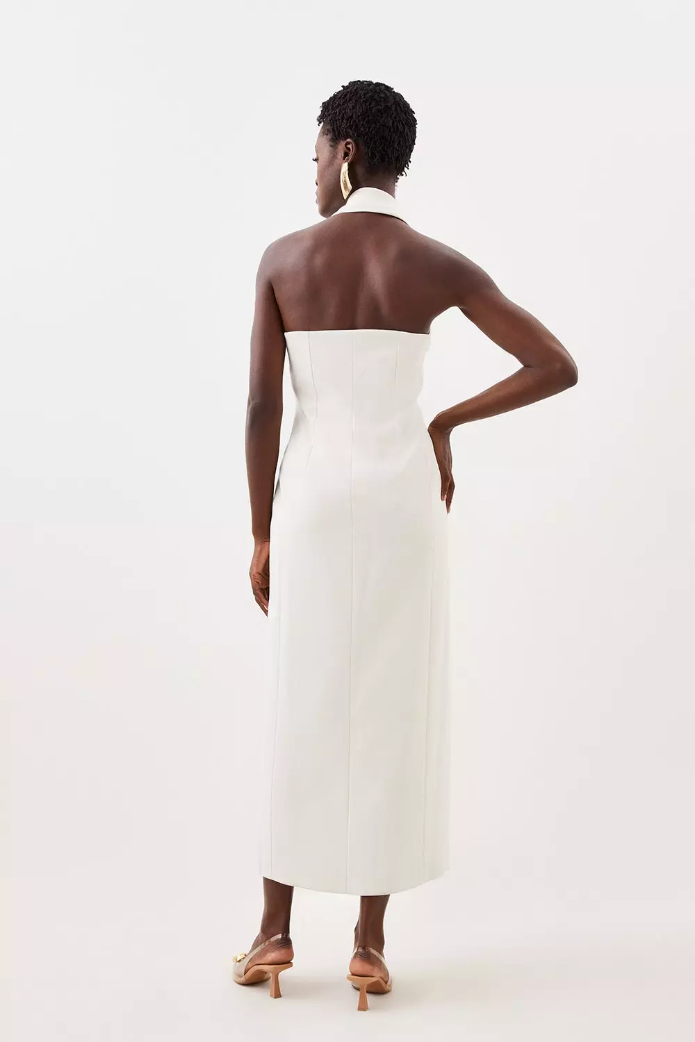 Petite Fringe And Beaded Halter Neck Midi Dress | Karen Millen
