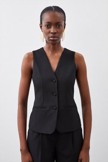 Tailored Premium Twill Single Breasted Waistcoat black