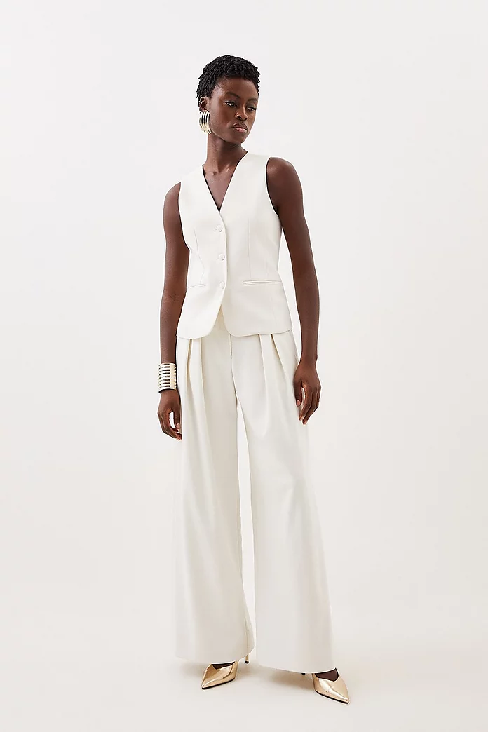 Tailored Premium Twill Single Breasted Vest | Karen Millen Tailored Premium Twill Single Breasted Vest | Karen Millen