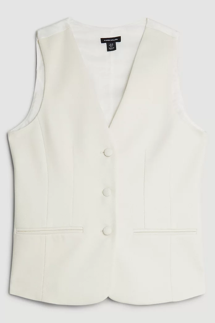 Tailored Premium Twill Single Breasted Vest | Karen Millen Tailored Premium Twill Single Breasted Vest | Karen Millen