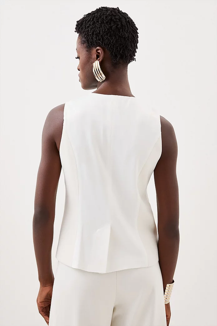 Tailored Premium Twill Single Breasted Vest | Karen Millen Tailored Premium Twill Single Breasted Vest | Karen Millen
