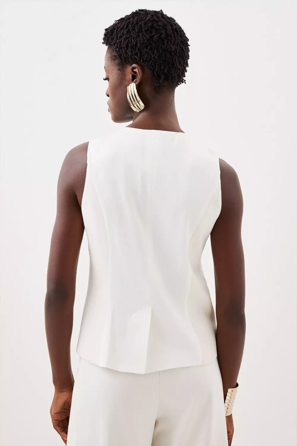 Tailored Premium Twill Single Breasted Vest | Karen Millen