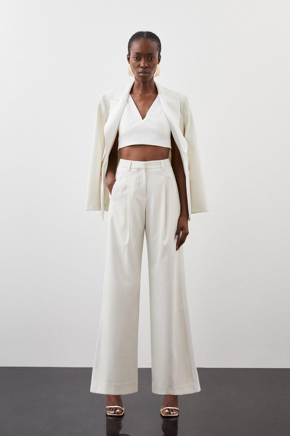 White high shops rise wide leg pants