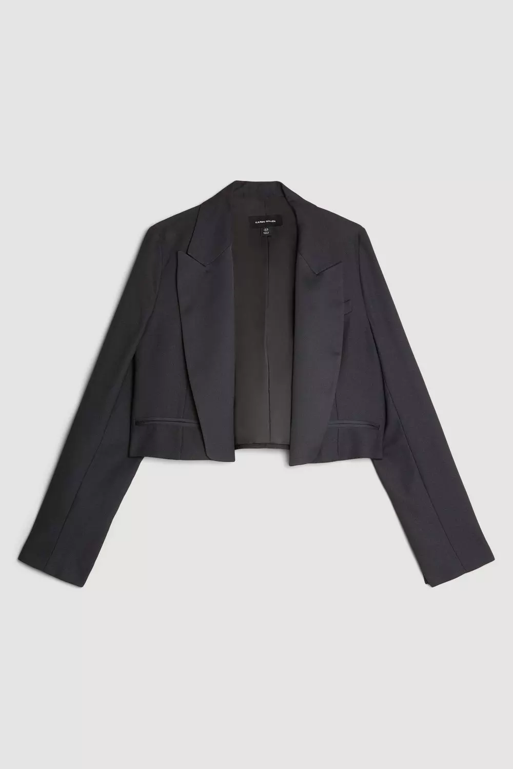 Tailored Satin Back Crepe Cropped Blazer Karen Millen