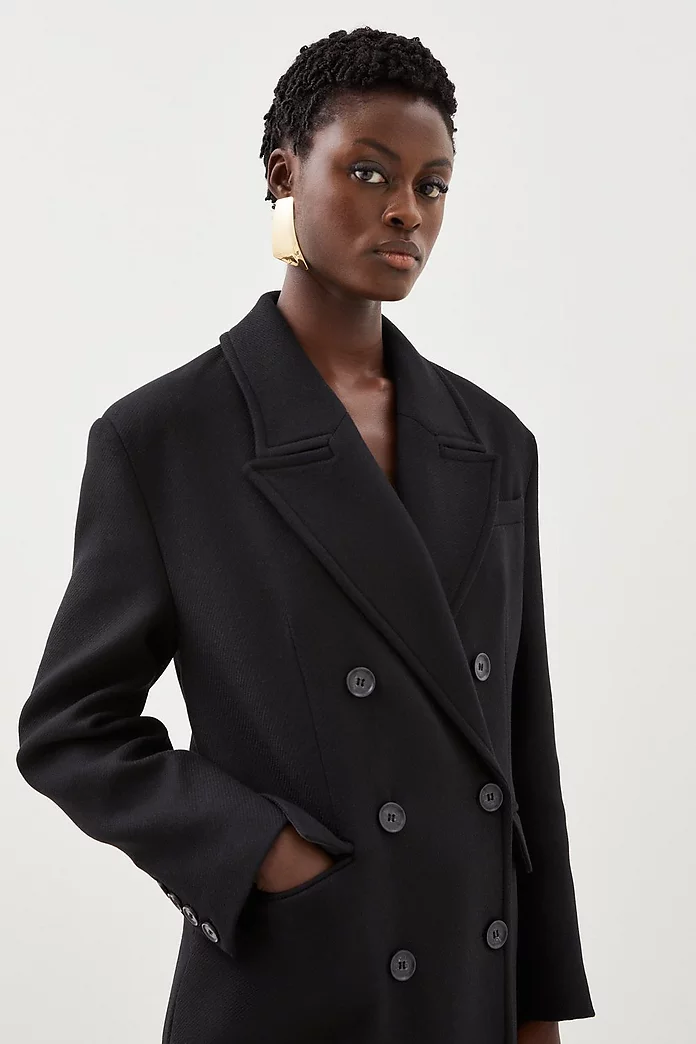 Italian Manteco Wool Blend Oversized Strong Shoulder Double Italian Manteco Wool Blend Oversized Strong Shoulder Double
