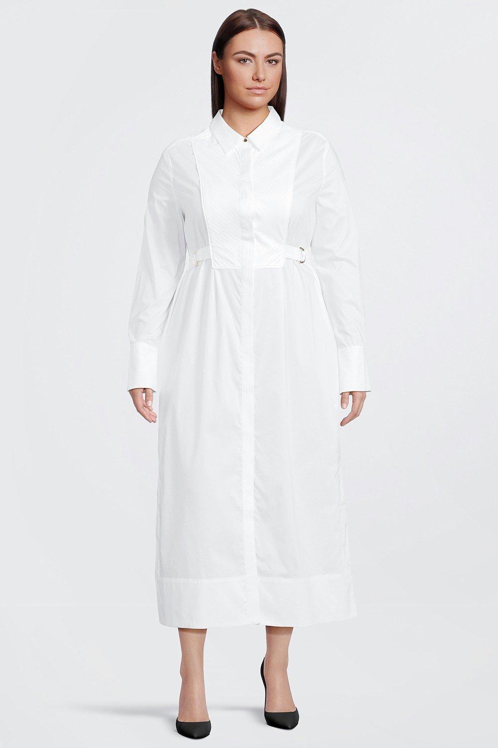 Plus Size Cotton Poplin Collared Midi Shirt Dress | Karen Millen