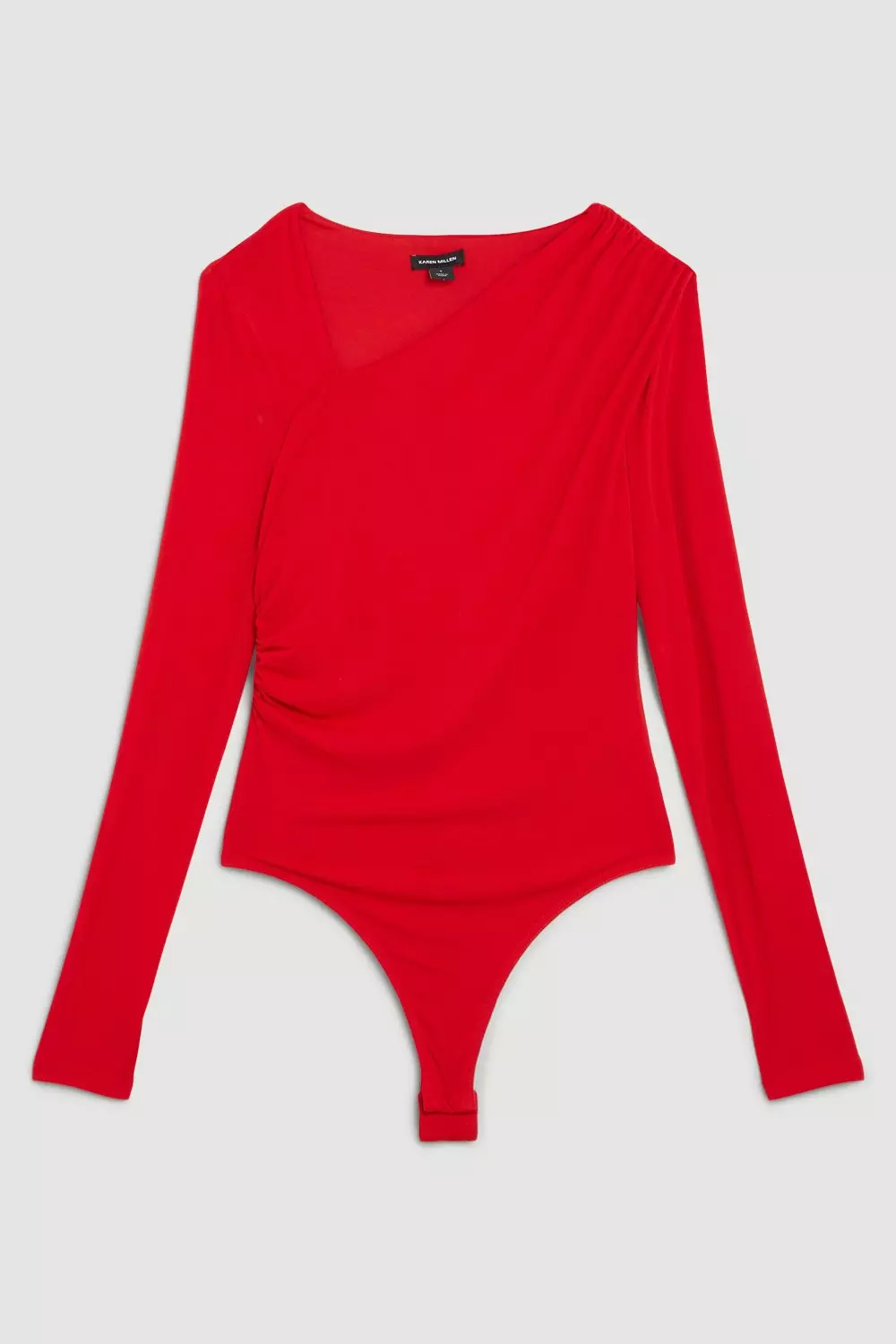Jersey Crepe Long Sleeve Ruched Bodysuit | Karen Millen