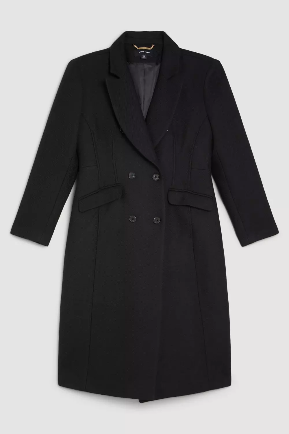 【美品】semoh” Italian Wool Old Coat Black” Italian Wool Mix Single Breasted Coat | Karen Millen