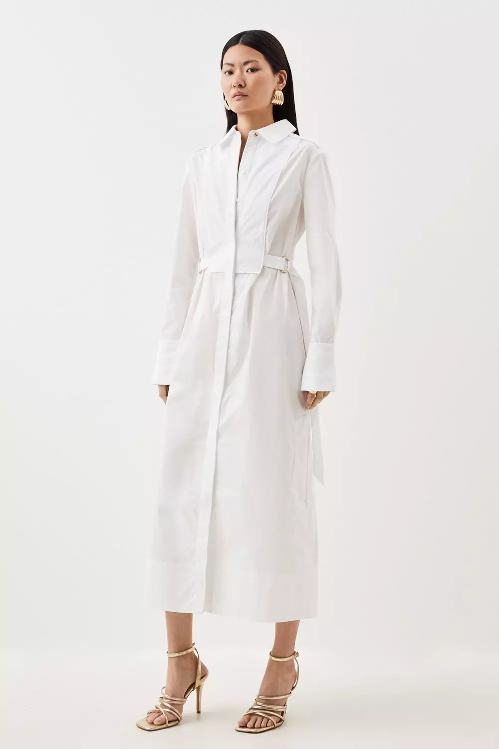 Shirt dress white cotton on sale