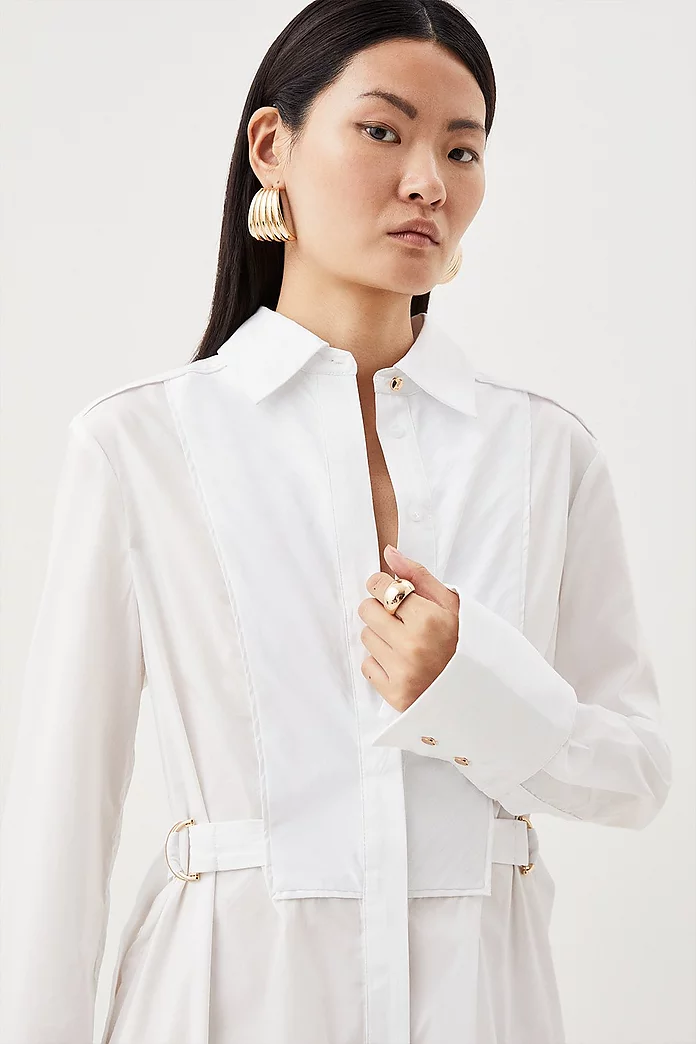 Cotton Poplin Collared Woven Midi Shirt Dress | Karen Millen Cotton Poplin Collared Woven Midi Shirt Dress | Karen Millen