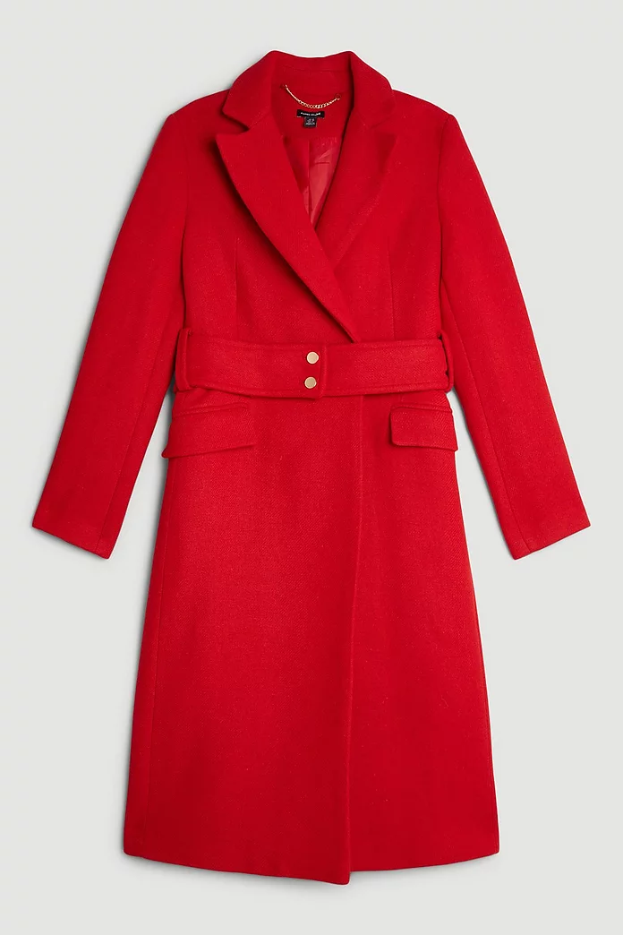 Italian Manteco Wool Mix Button Detail Belted Midi Coat Italian Manteco Wool Mix Button Detail Belted Midi Coat