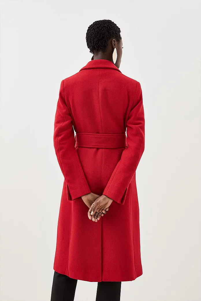 Italian Manteco Wool Mix Button Detail Belted Midi Coat Italian Manteco Wool Mix Button Detail Belted Midi Coat