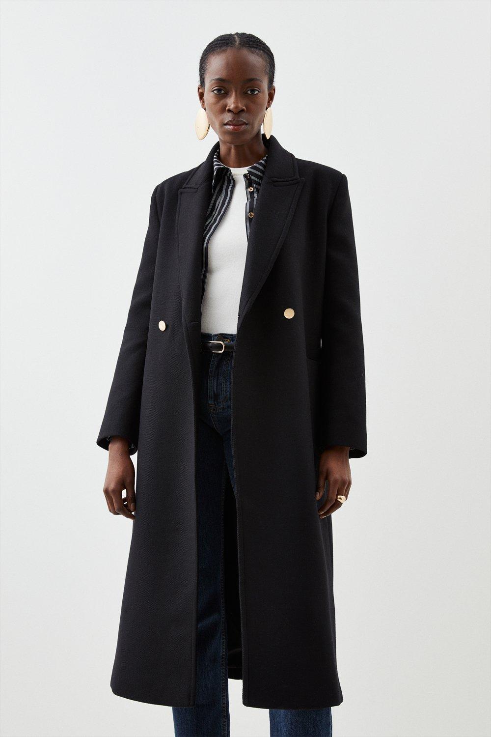 Italian Manteco Wool Mix Belted Midi Wrap Coat | Karen Millen