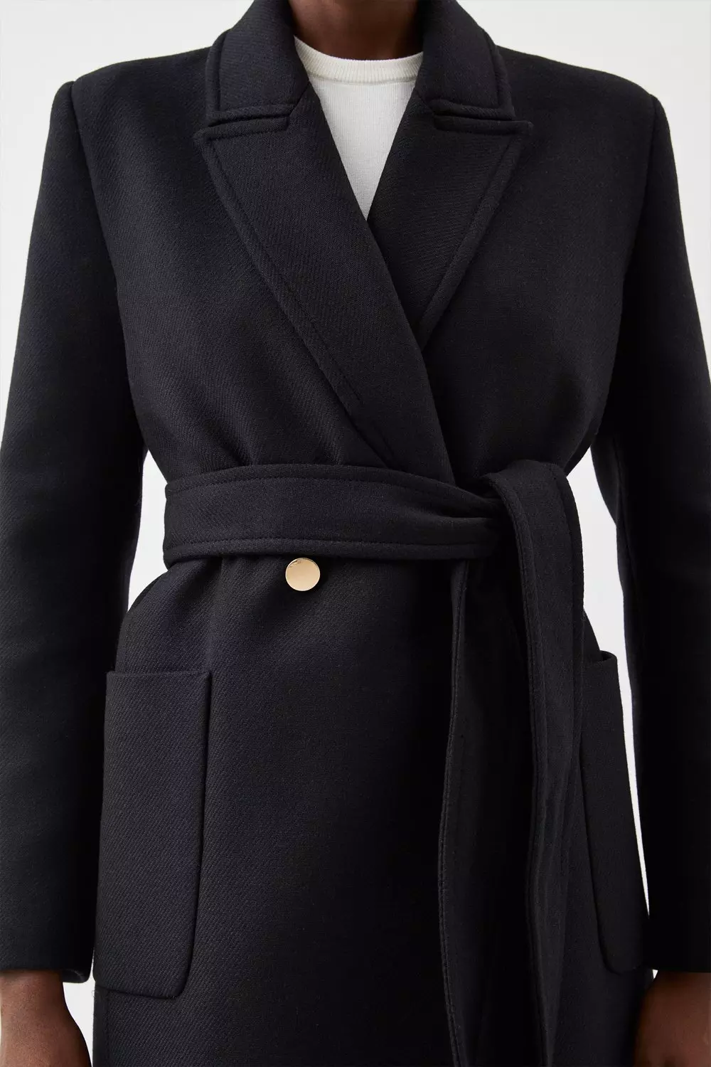 Karen millen black wool coat deals