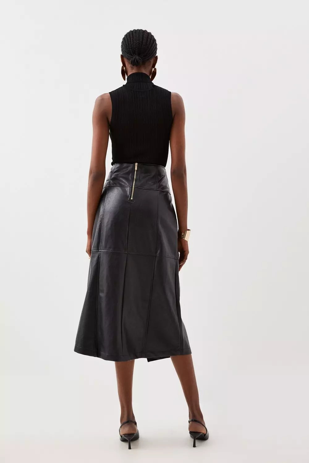 Faux Leather Tie Detail Wrap Midi Skirt Karen Millen